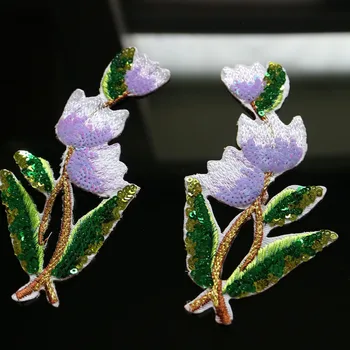 1 par Блесток cvijet orhideje željeza нашивки za odjeću DIY šljokice cvjetni нашивки s Vezom oblog parche ropa