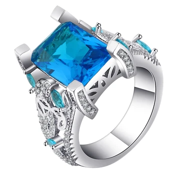 2017 Novi Luksuzni Berba Vjenčano Prstenje Za Žene plave Kristalne Boje srebrne boje Večernje prstena Distribucije Nakit