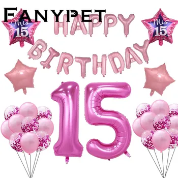 Mies, Dunja moje Petnaest 15 godina rođendan baloni broj 15 balon Španjolski Djevojka pink sretan rođendan pismo balon