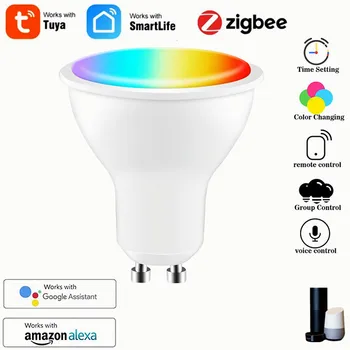 Tuya Zigbee Led Žarulja Pametna Kuća RGB + CCT Toplo + Hladno Daljinski Upravljač Smart Life Glasovno Upravljanje Preko Alexa Google Home Yandex Alice